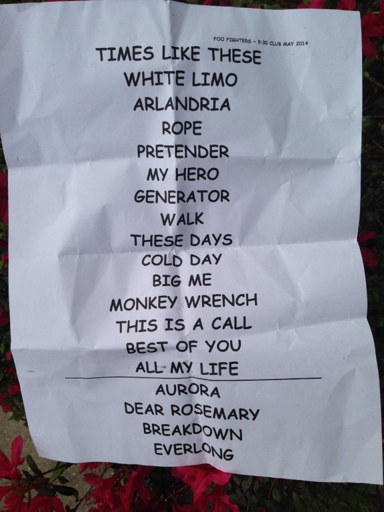 foo fighters 2014 setlist washington