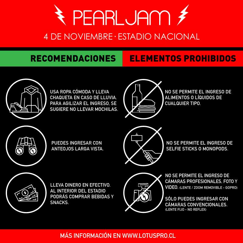 pearl jam chile 2015 recomendaciones