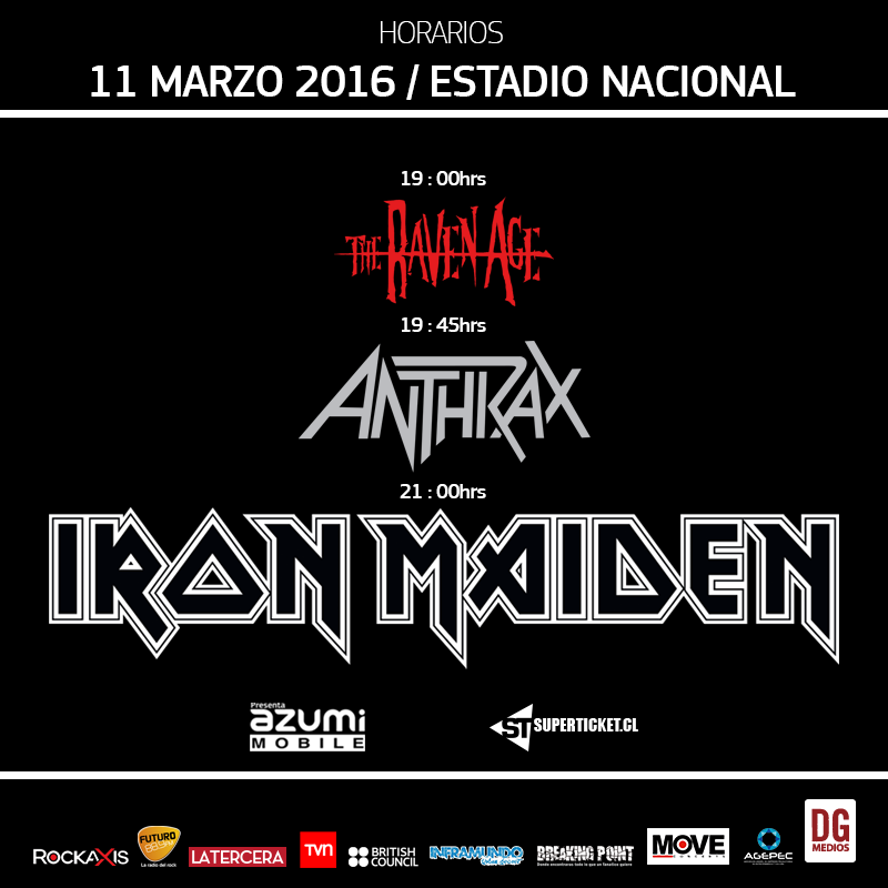 iron maiden chile 2016 horarios