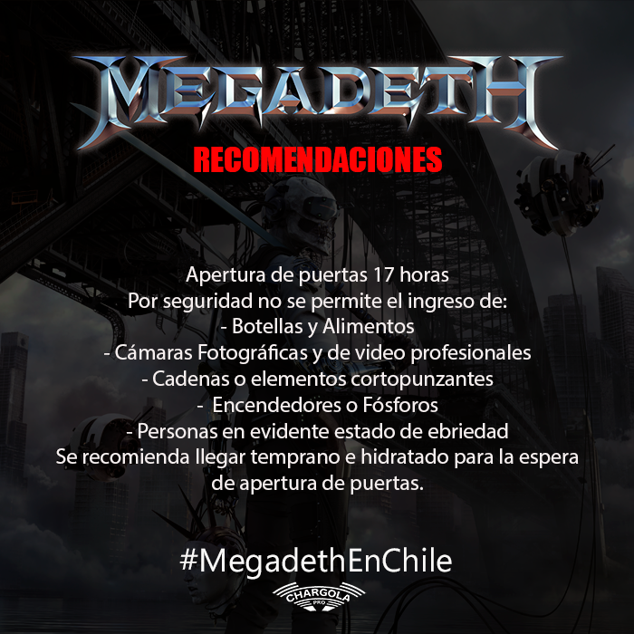 megadeth chile 2016 horarios