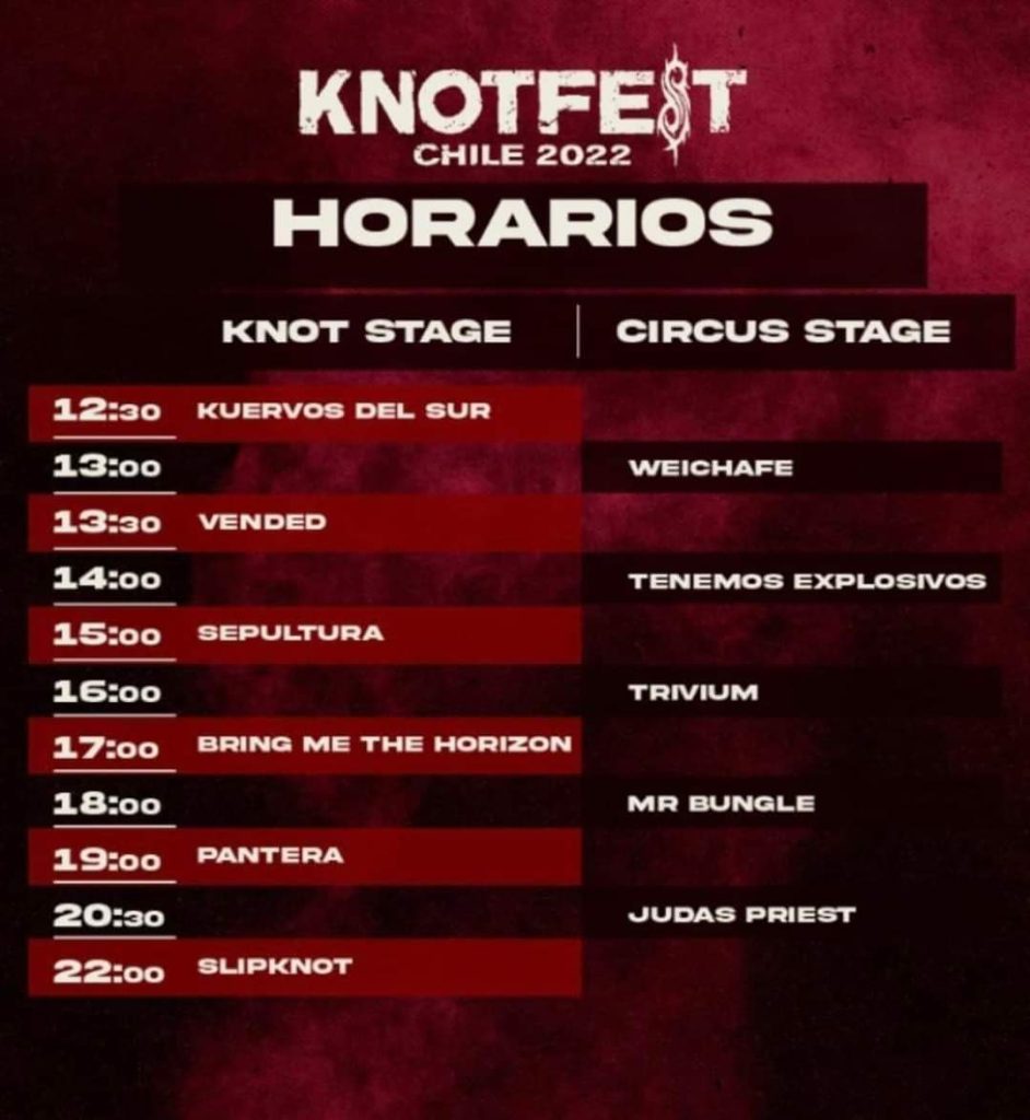 Knotfest Chile 2022: ¿Cuáles Son Los Horarios Del Festival? — Futuro Chile