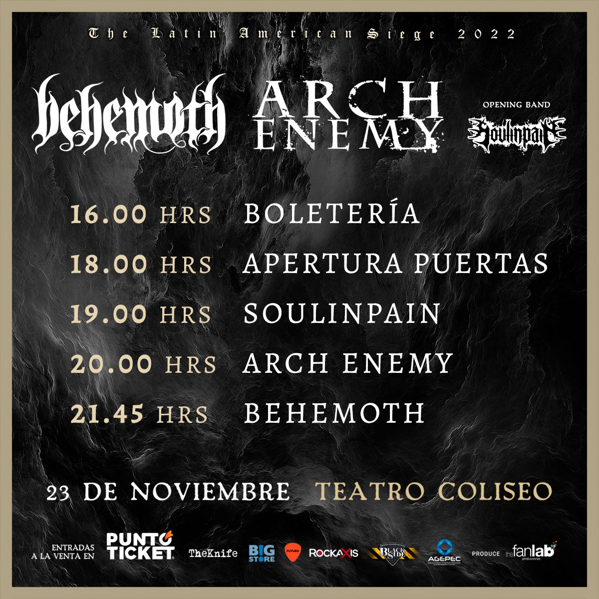 Arch Enemy Behemoth Horarios