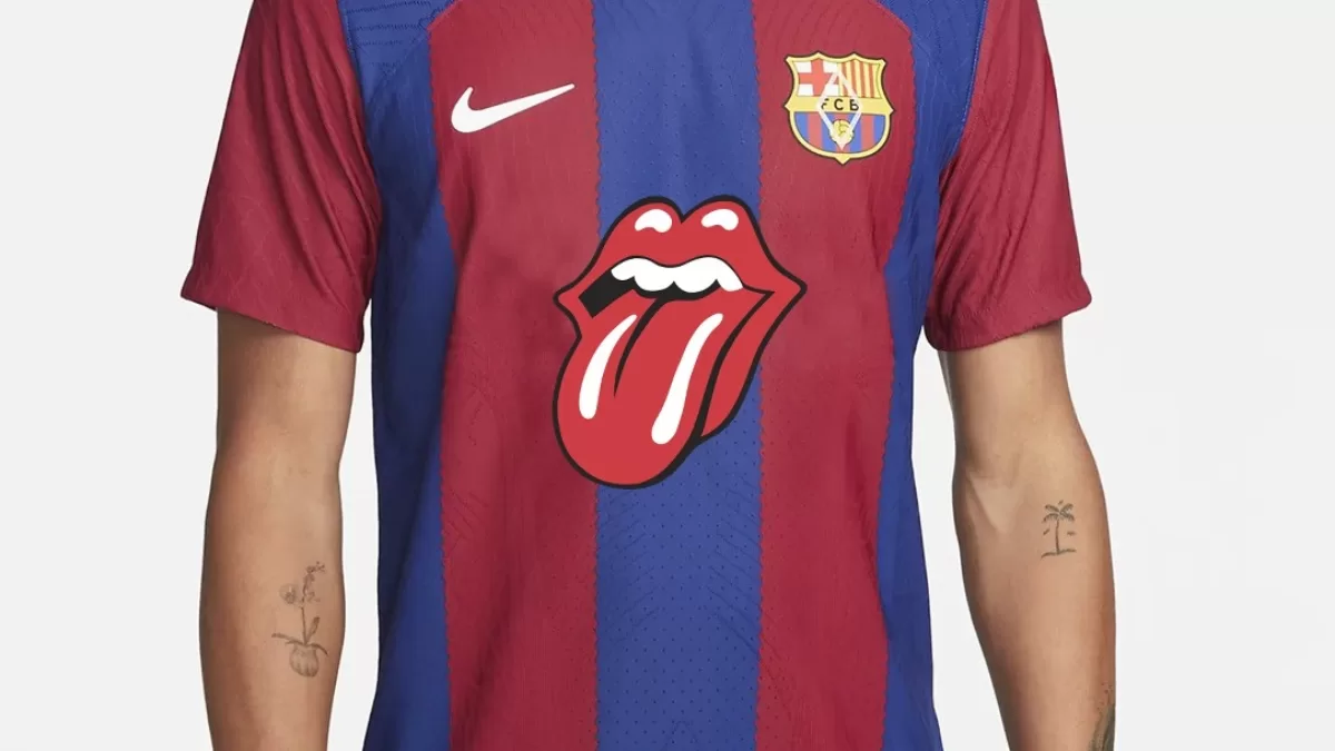 El logo de los Rolling Stones, en la camiseta del Barça en El Clásico