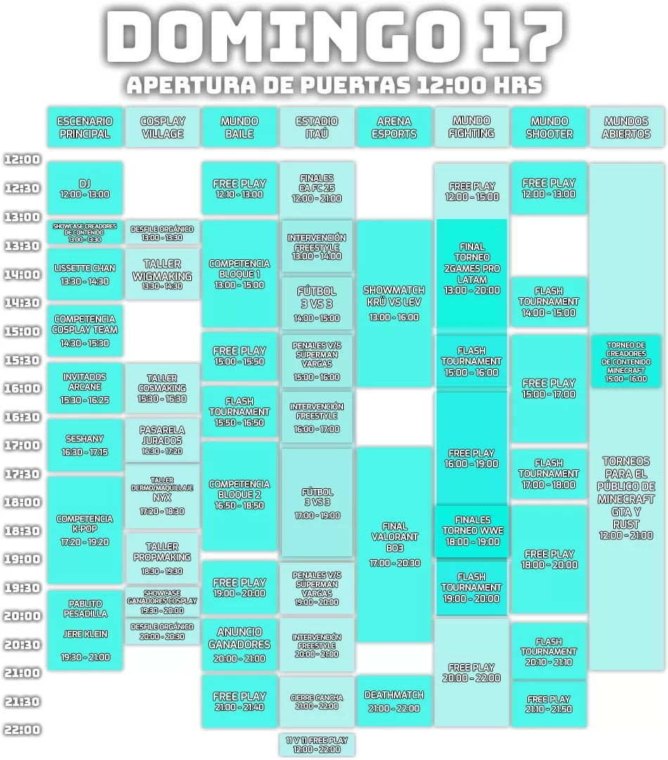 Festigame 2024 Horarios Domingo