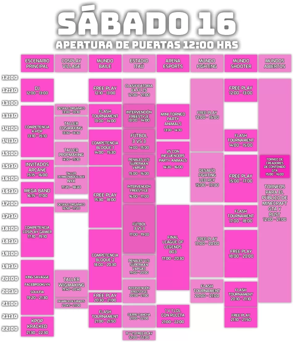 Festigame 2024 Horarios Sabado