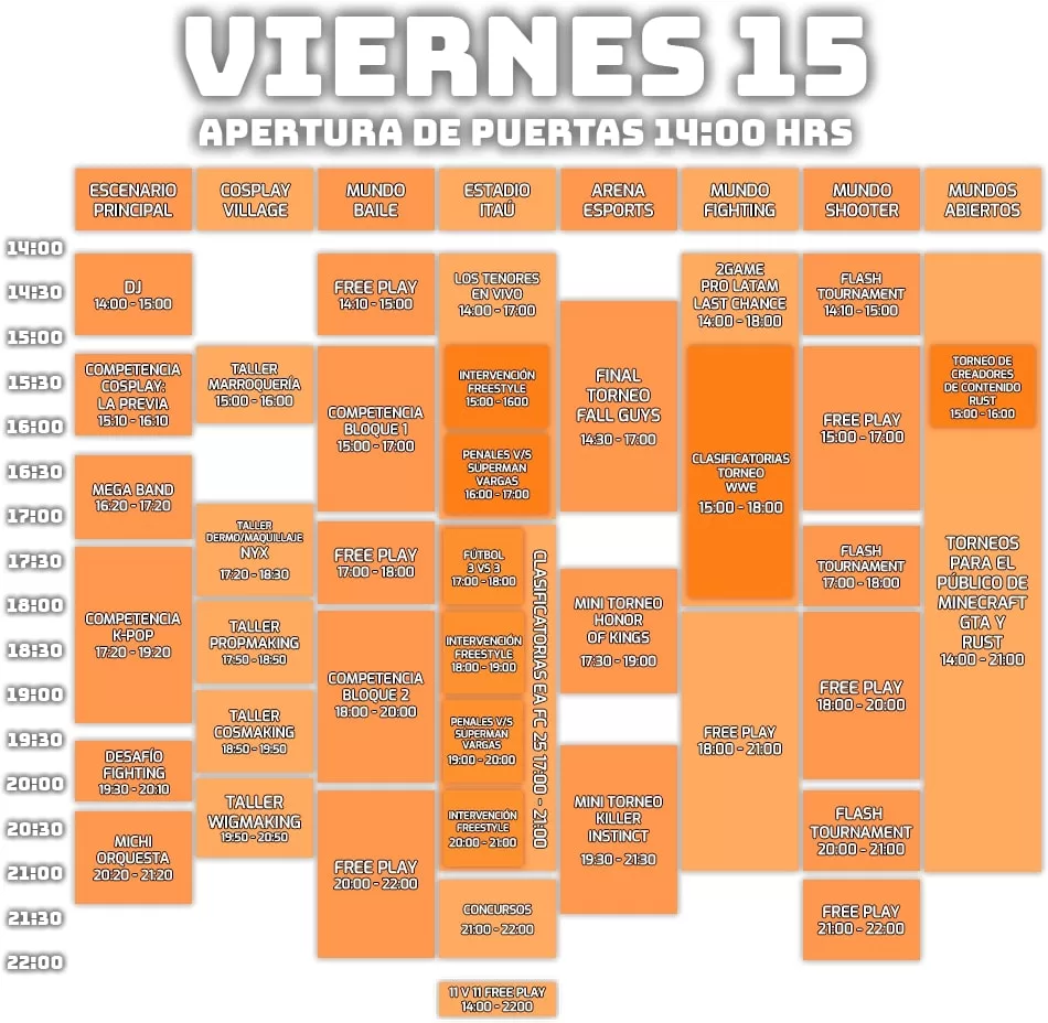 Festigame 2024 Horarios Viernes